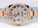 Rolex Datejust Replica Watch 2-Tone Rose Gold White Dial Diamond on the IV numeral